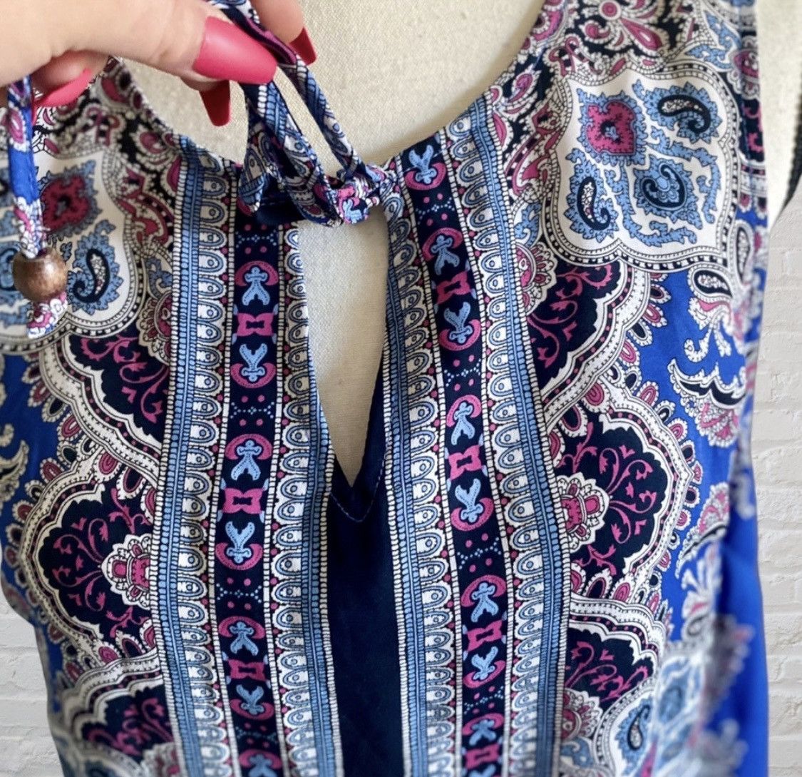 Cynthia Rowley CYNTHIA ROWLEY SLEEVELESS PAISLEY KEYHOLE TIE TANK TOP Size M / US 6-8 / IT 42-44 - 2 Thumbnail