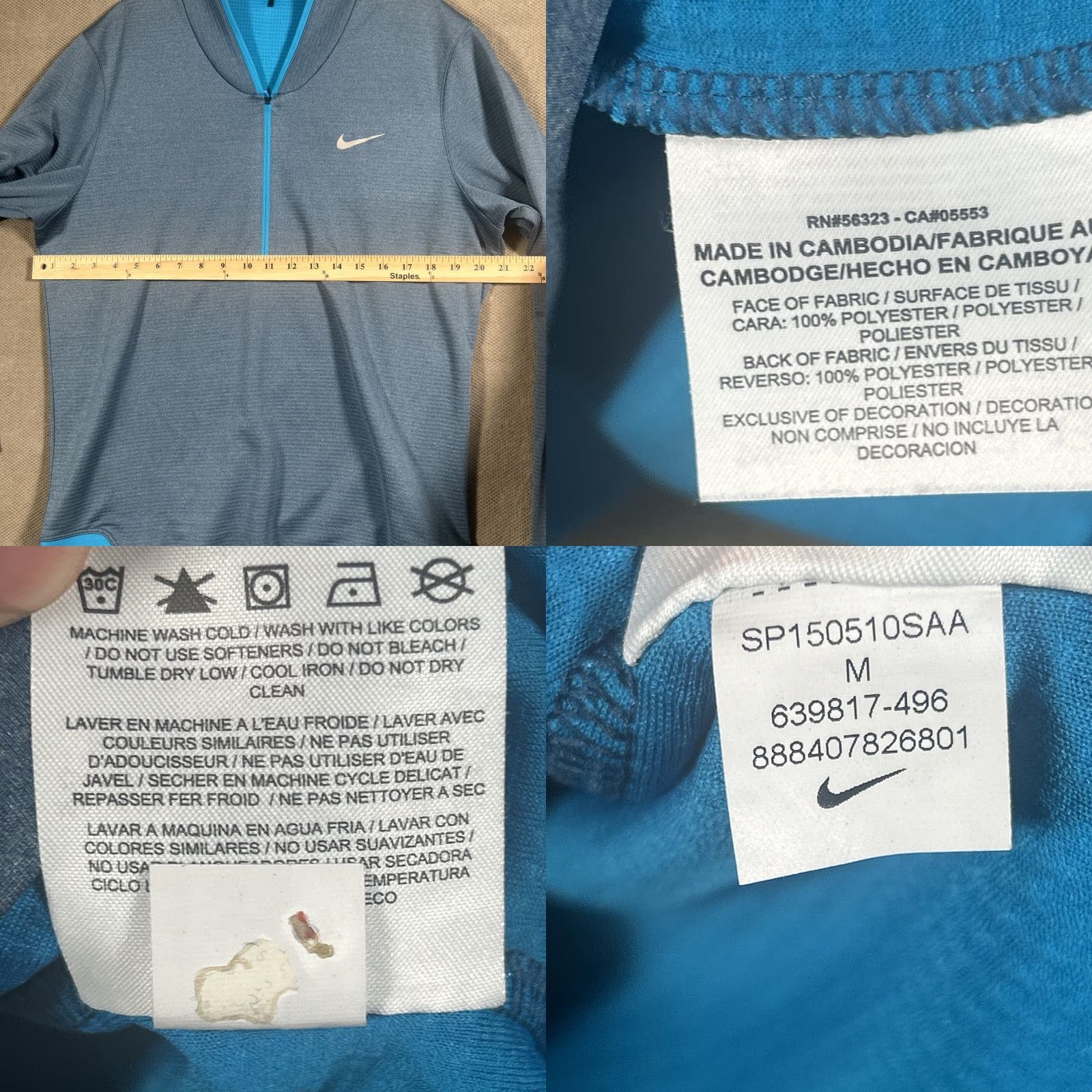 Nike Nike Tiger Woods Pullover Dri-Fit Cypress Shield 1/4 Zip Golf Mens M Blue Nike Tiger Woods Collection Pullover Shirt Size US M / EU 48-50 / 2 - 8 Thumbnail