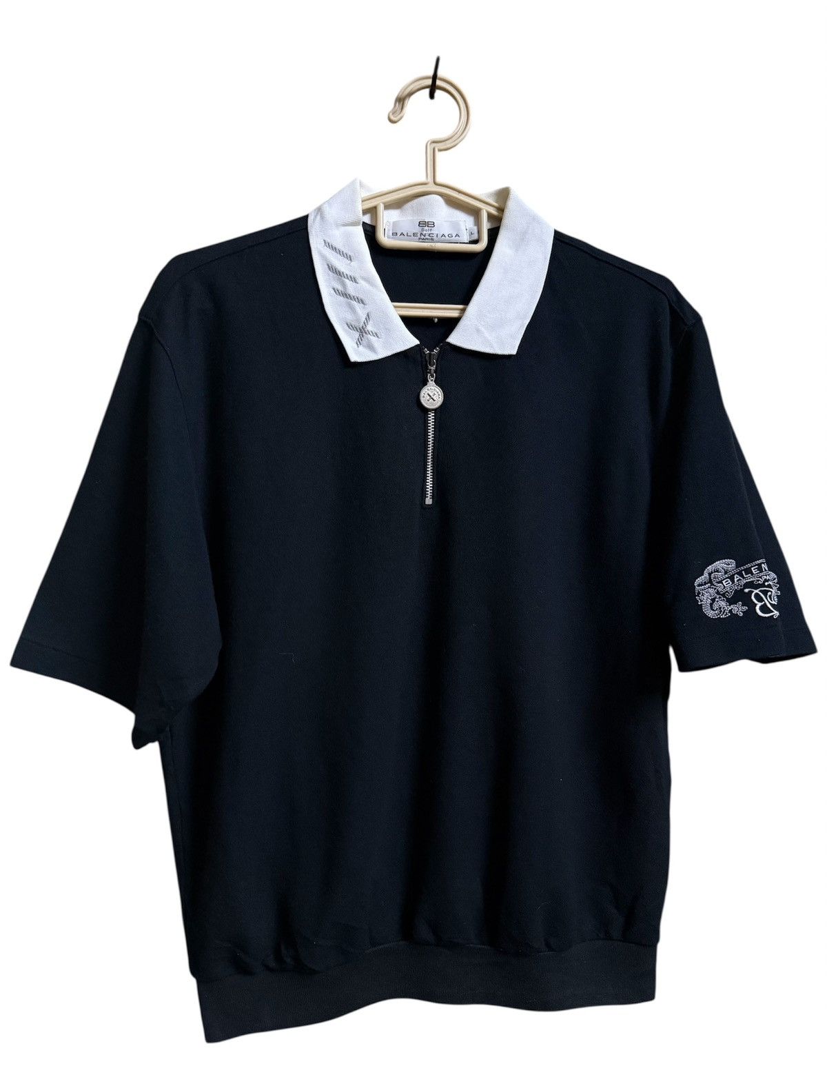 Balenciaga Balenciaga Polo Shirt Black and White Collar Zipper Size US L / EU 52-54 / 3 - 2 Thumbnail