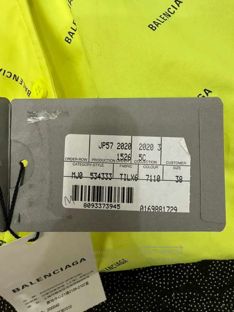 Balenciaga Balenciaga All-over logo fluorescent green long-sleeve shi Size XS / US 0-2 / IT 36-38 - 5 Thumbnail