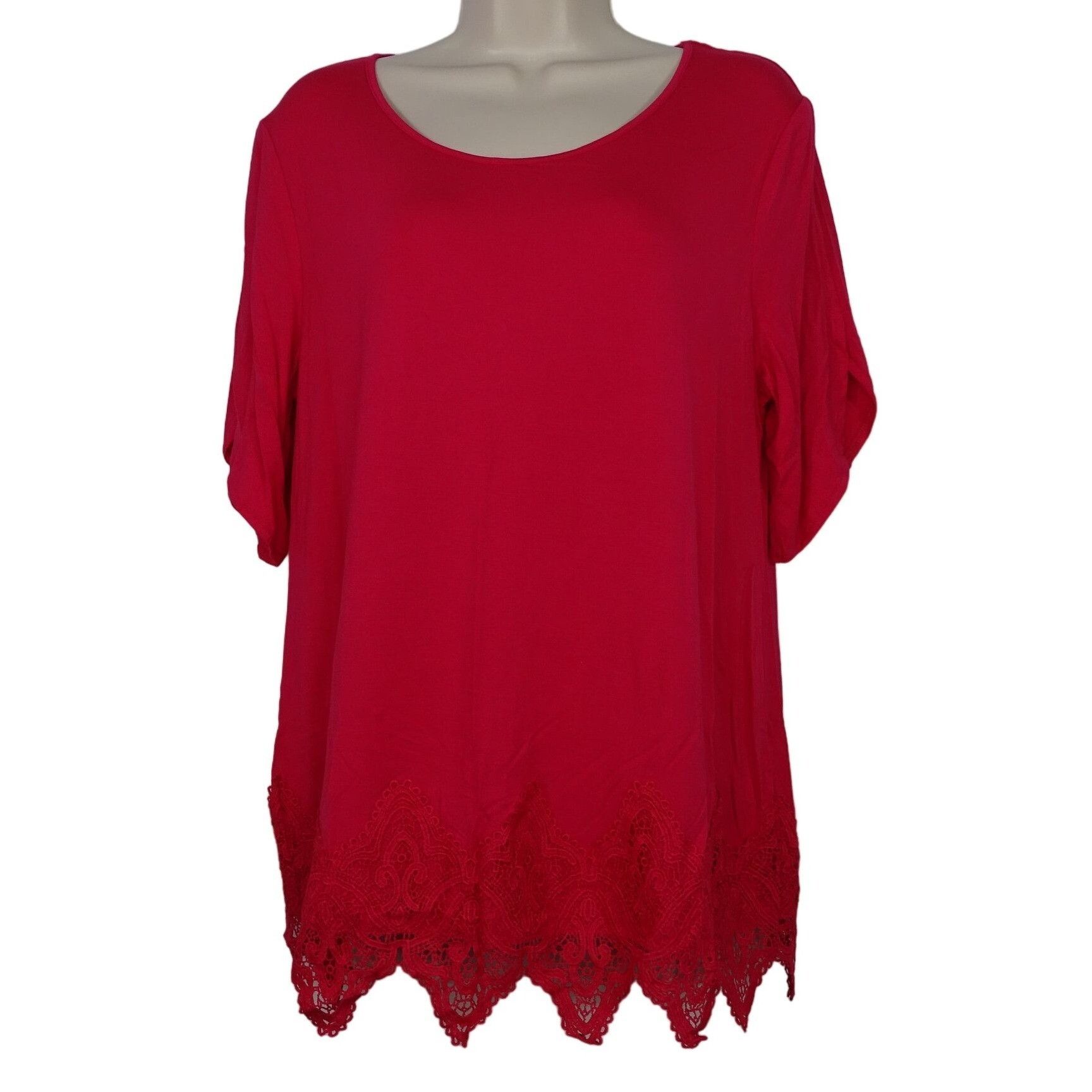 Other Investments Pink Lace Hem Knit Tunic Top Shirt Size M Size M / US 6-8 / IT 42-44 - 1 Thumbnail