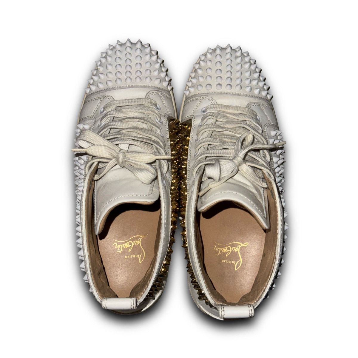 Christian Louboutin Christian Louboutin white/gold spike hightops Size US 7.5 / EU 40-41 - 8 Thumbnail