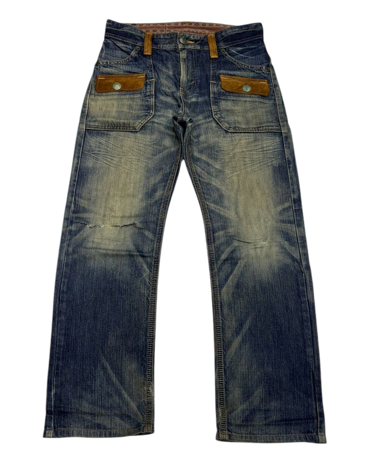 14th Addiction × Edwin × KMRii 🔥EDWIN BAGGY MUD WASH DISTRESSED RUSTY DENIM JEANS Size US 32 / EU 48 - 5 Thumbnail