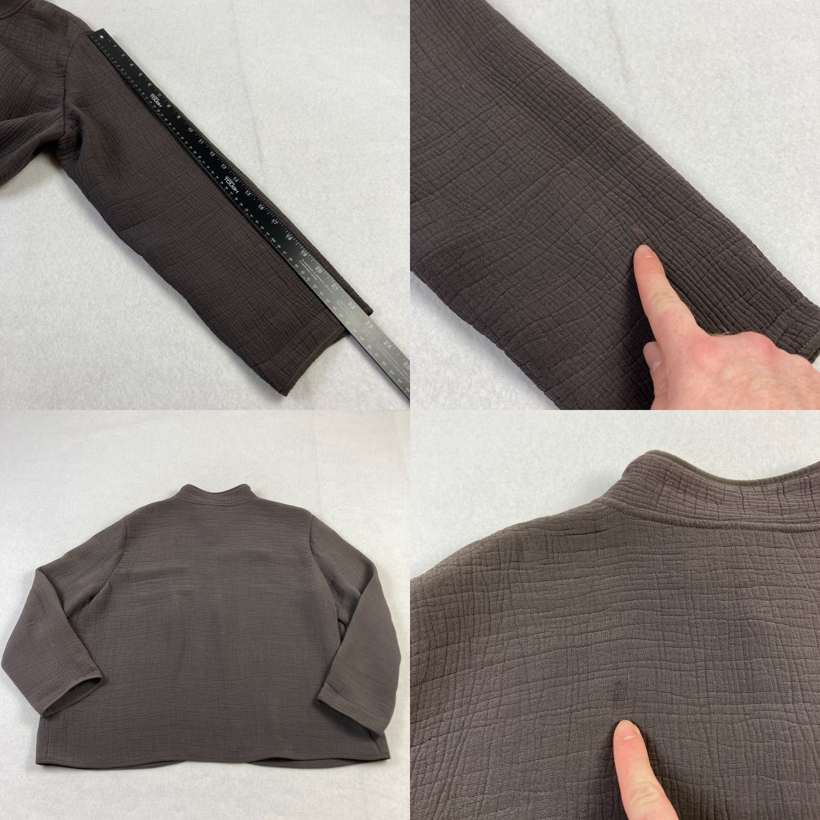 Eileen Fisher Eileen Fisher Silk Blend Jacket Women's XL Brown Open Front Long Sleeve Textured Jacket Size XL / US 12-14 / IT 48-50 - 9 Thumbnail