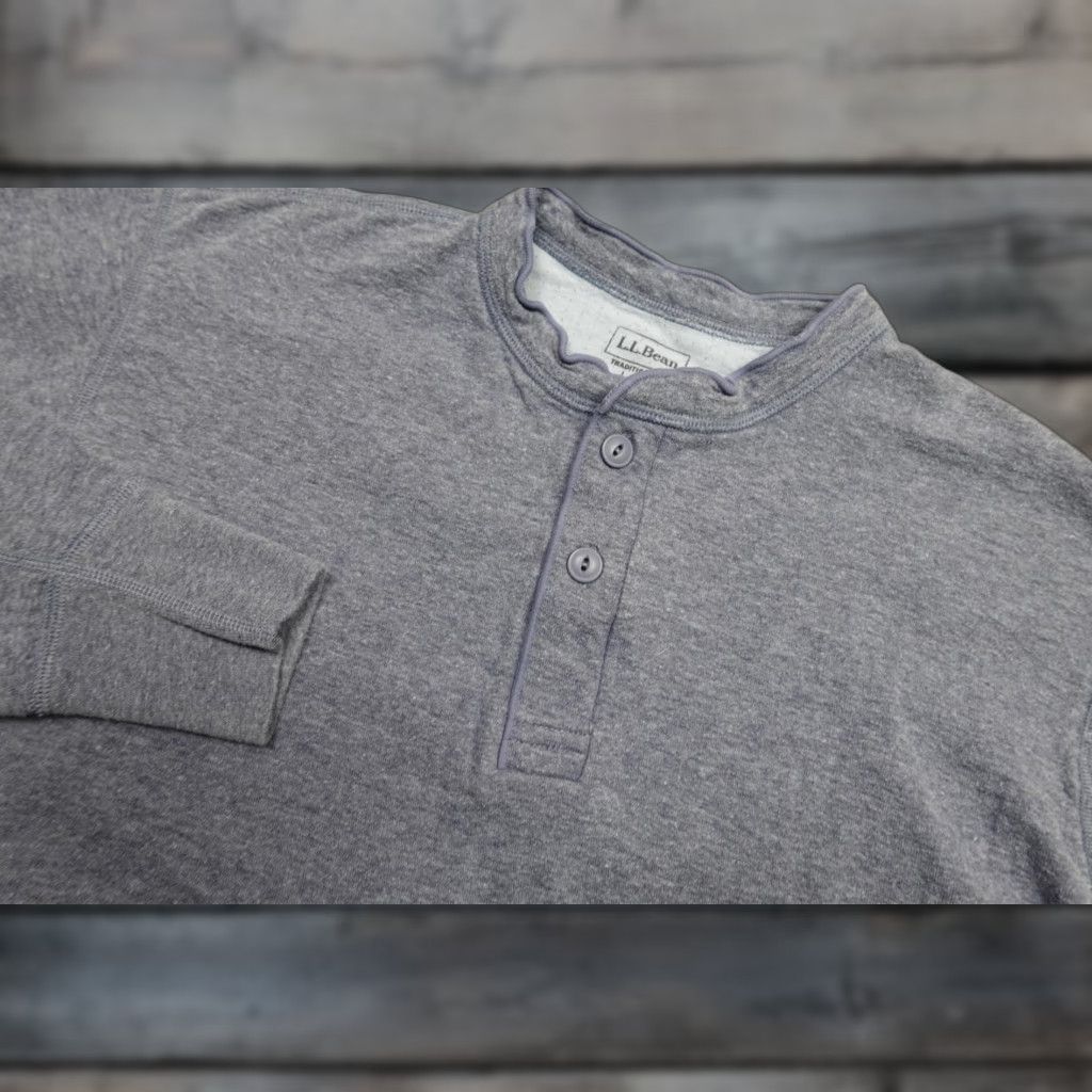 Vintage L.L. Bean Henley Shirt Mens L Blue Wool Blend Long Sleeve Traditional Fit Size US L / EU 52-54 / 3 - 1 Thumbnail