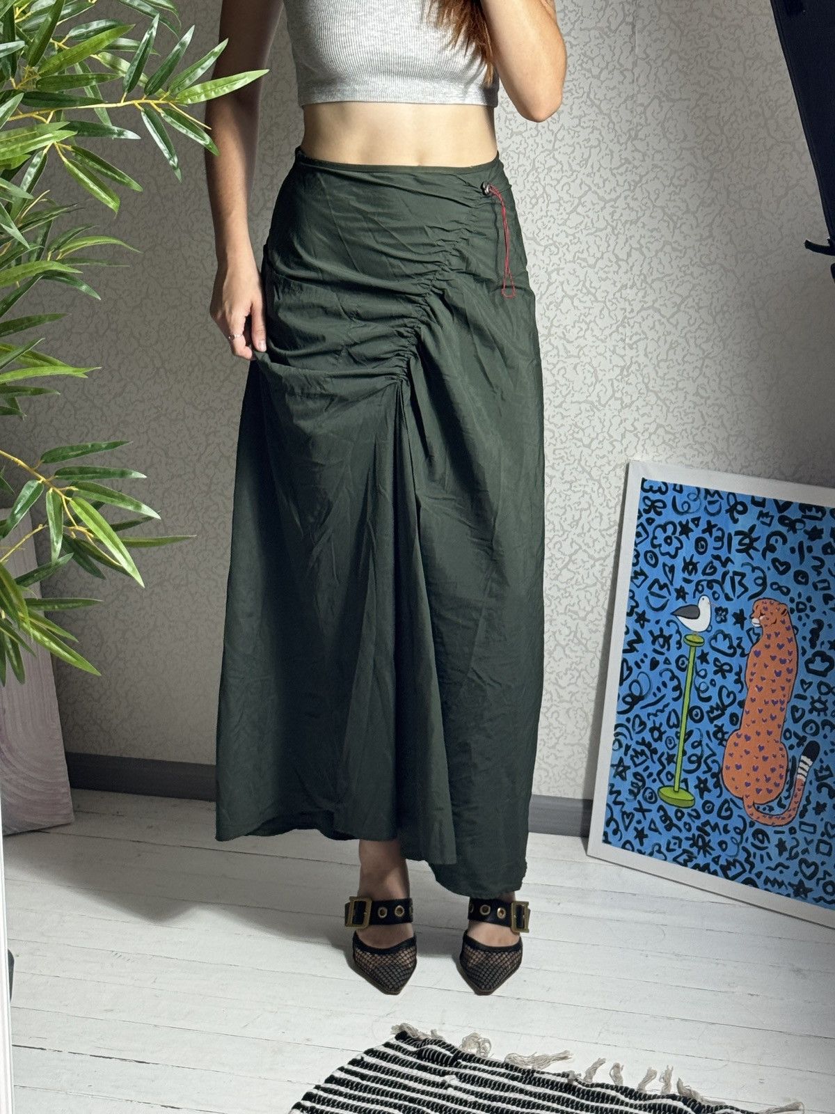 Cop Copine VINTAGE COP COPINE 2000s MAXI NYLON DRAWSTRING SKIRT Size 28" / US 6 / IT 42 - 3 Thumbnail