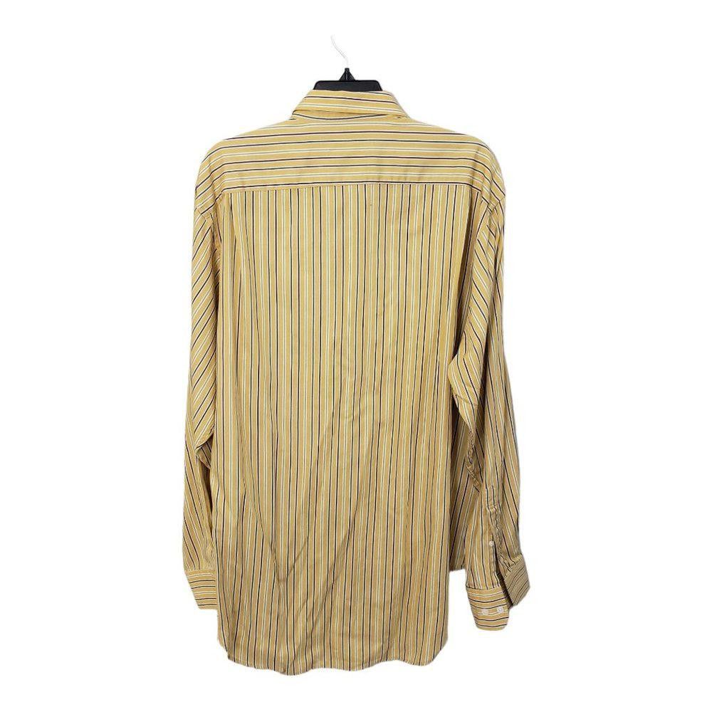 Designer CT1461 Peter Christian Men's Yellow Striped Dress Shirt XL Size 44R - 3 Thumbnail