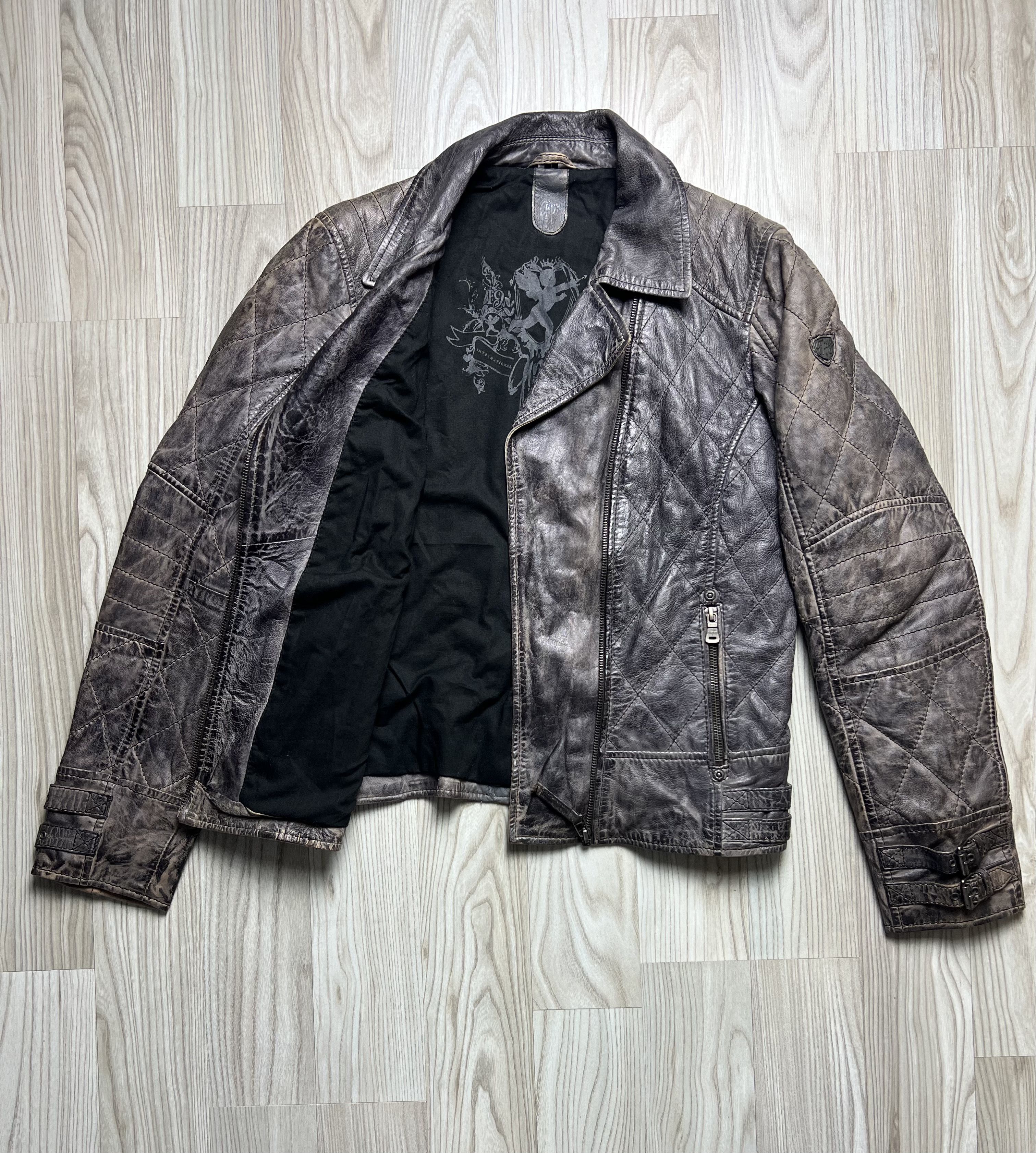 image of Leather Jacket x Vintage Mauritius Gipsy Leather Ramones Biker Jacket Vintage in Brown, Women's (Si