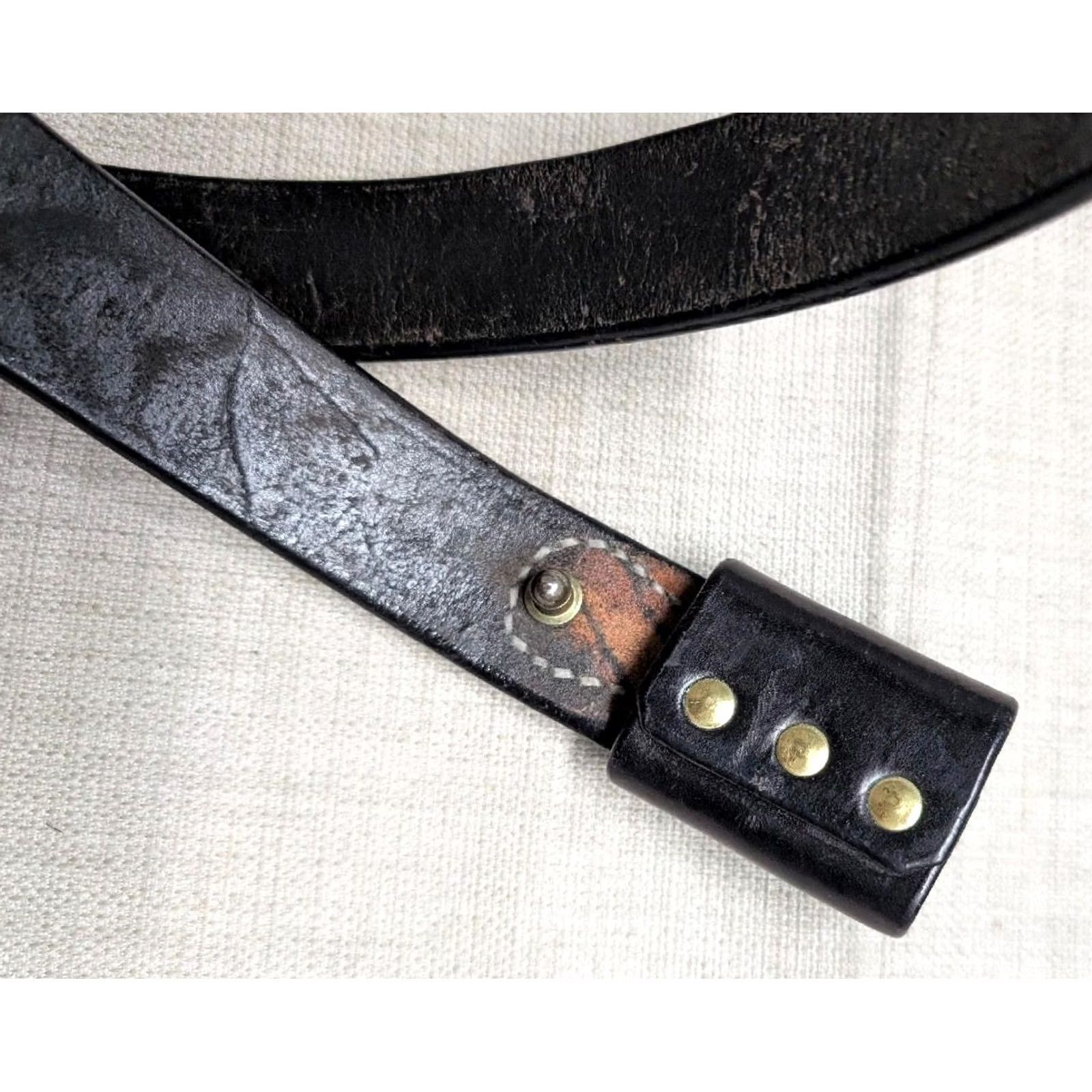Vintage Two Fools Leather Goods belt Western Leather brown 48 Dress Belt Men's 1-1/2" width Harness Leather Size ONE SIZE - 4 Thumbnail