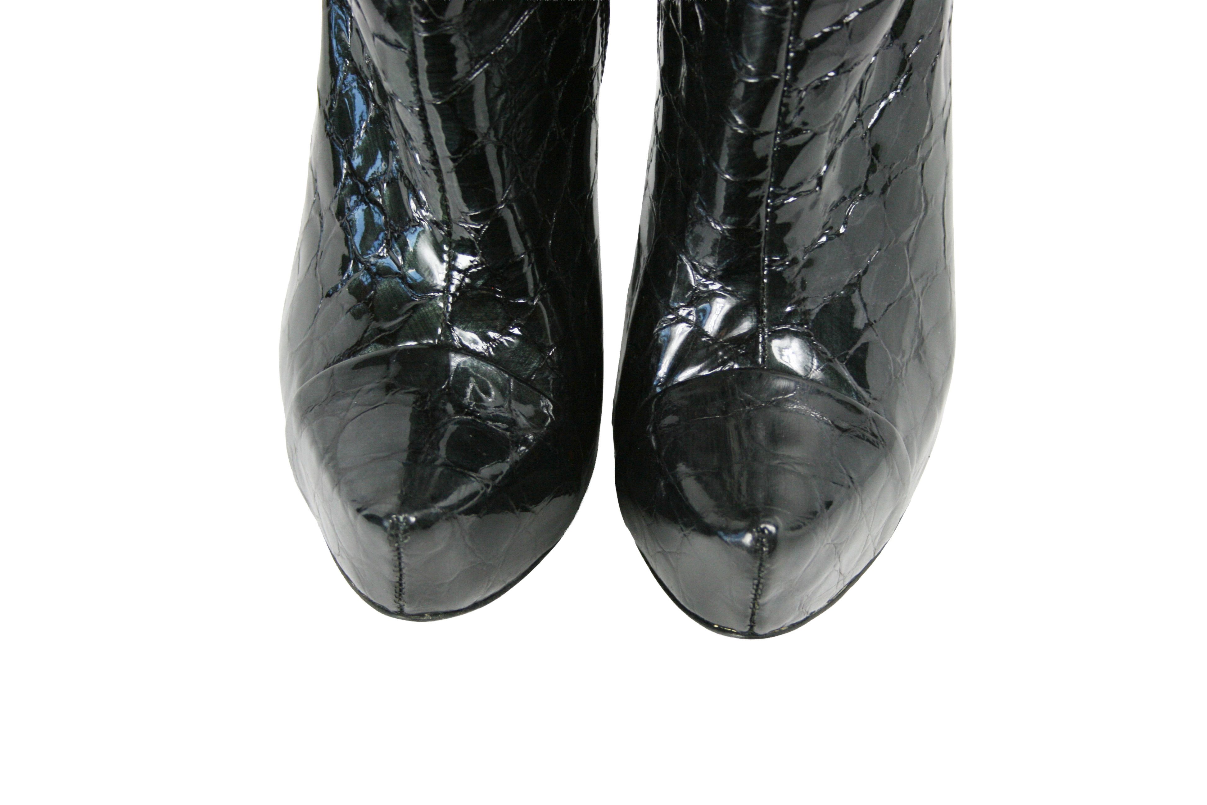 Japanese Brand Gianmarco Lorenzi Sexy Y2K "Reptile Print" Knee Boots Size US 7 / IT 37 - 5 Thumbnail
