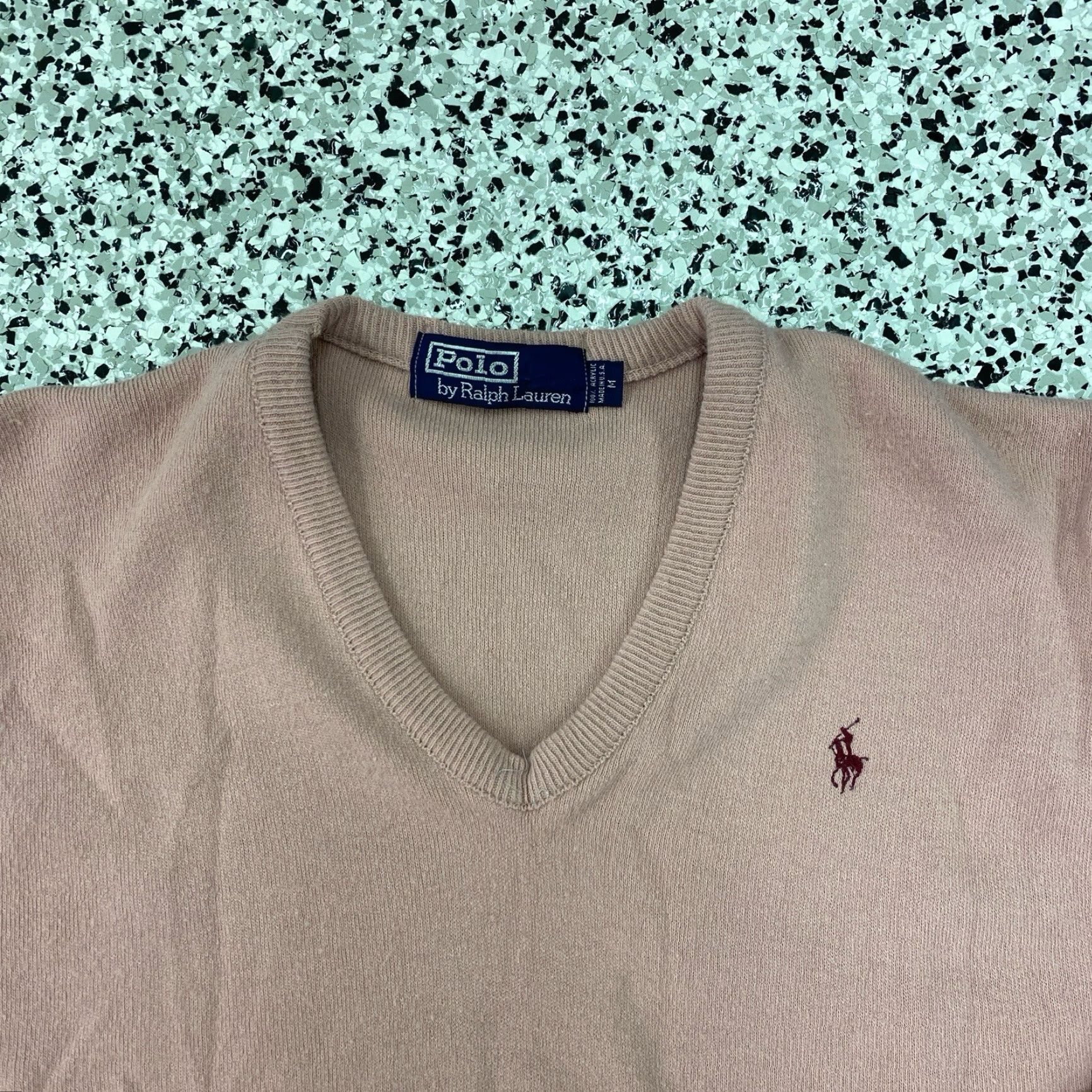 Polo Ralph Lauren VINTAGE Polo Ralph Lauren Sweater Shirt Mens Size M Dusty Pink Crew Neck Pullover Knit Regular 90s Preppy Logo Embroidered Size US M / EU 48-50 / 2 - 2 Thumbnail