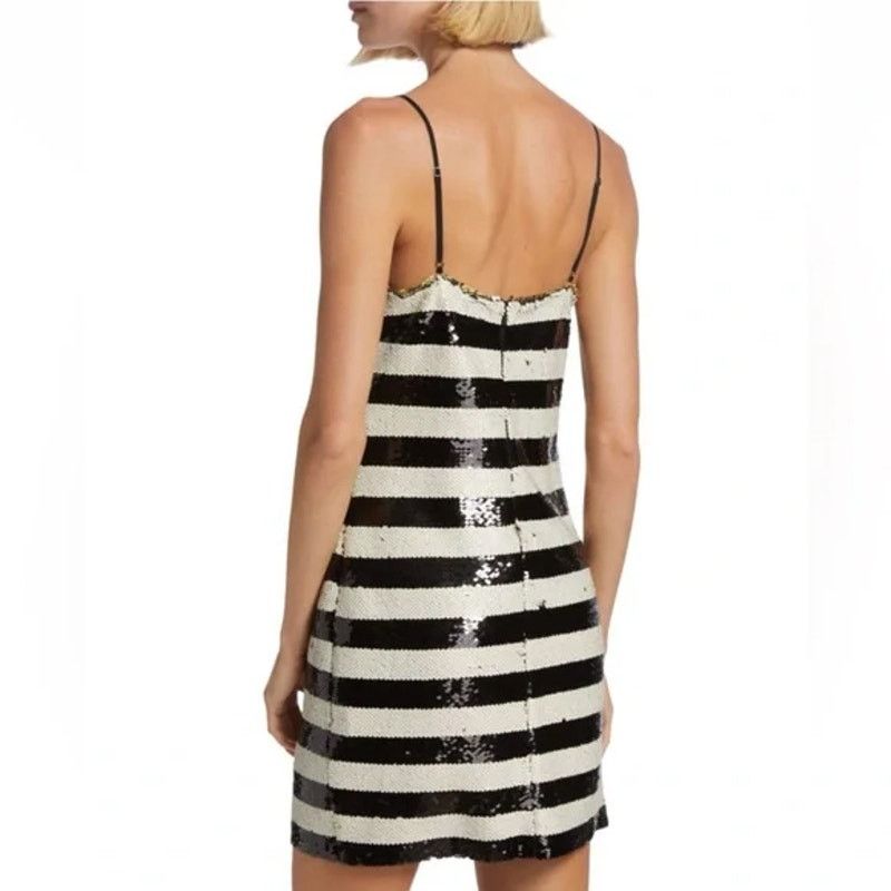 L'AGENCE L'Agence Elora Sequin Stripe Mini Dres Size XS / US 0-2 / IT 36-38 - 3 Thumbnail