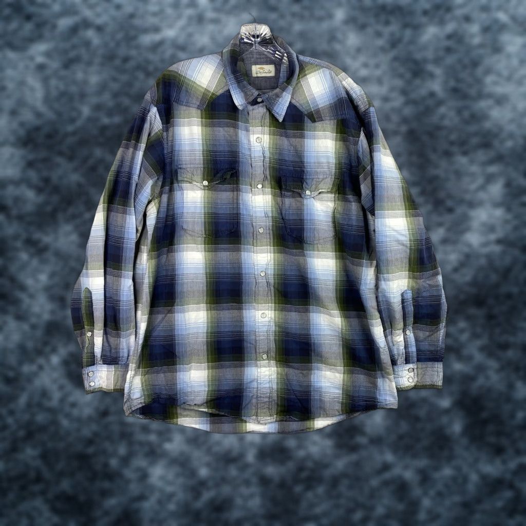 Vintage Bob Timberlake Mens Shirt L Blue Plaid Pearl Snap Western Long Sleeve Pockets Size US L / EU 52-54 / 3 - 1 Thumbnail