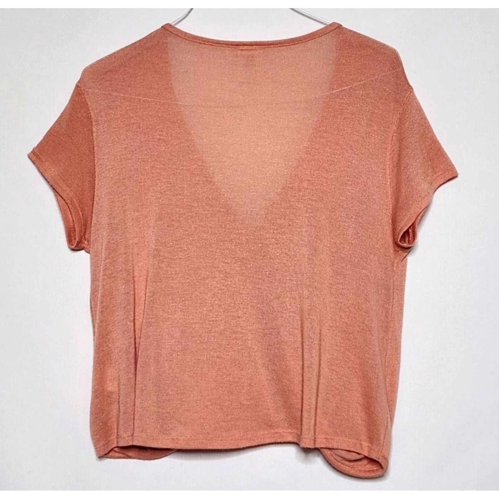 Free People Free People Womens S Hoffman Surplice Tee Short Sleeve Shirt Drape Blouse Coral Size S / US 4 / IT 40 - 2 Thumbnail