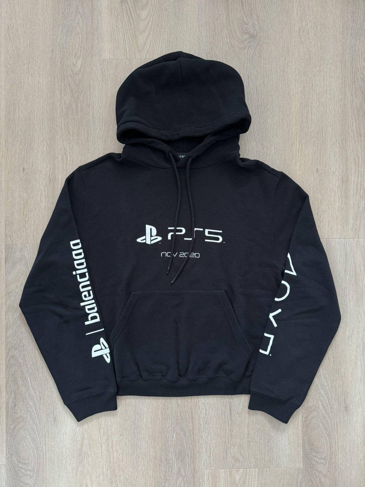 image of Balenciaga Fall 21 Ps5 Fitted Hoodie in Black, Men's (Size Large)