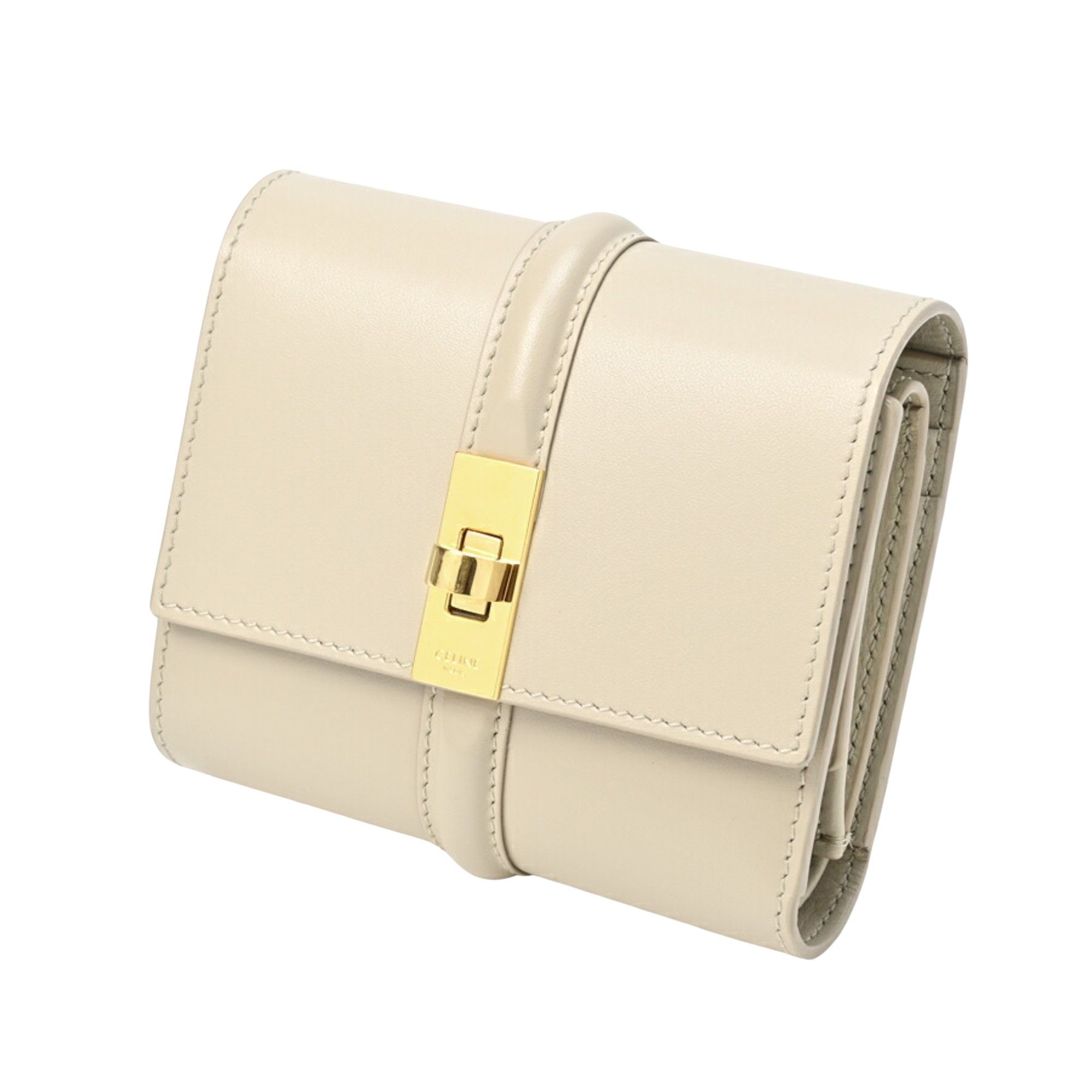 image of Celine Céline Tri-Fold Wallet in Beige, Women's