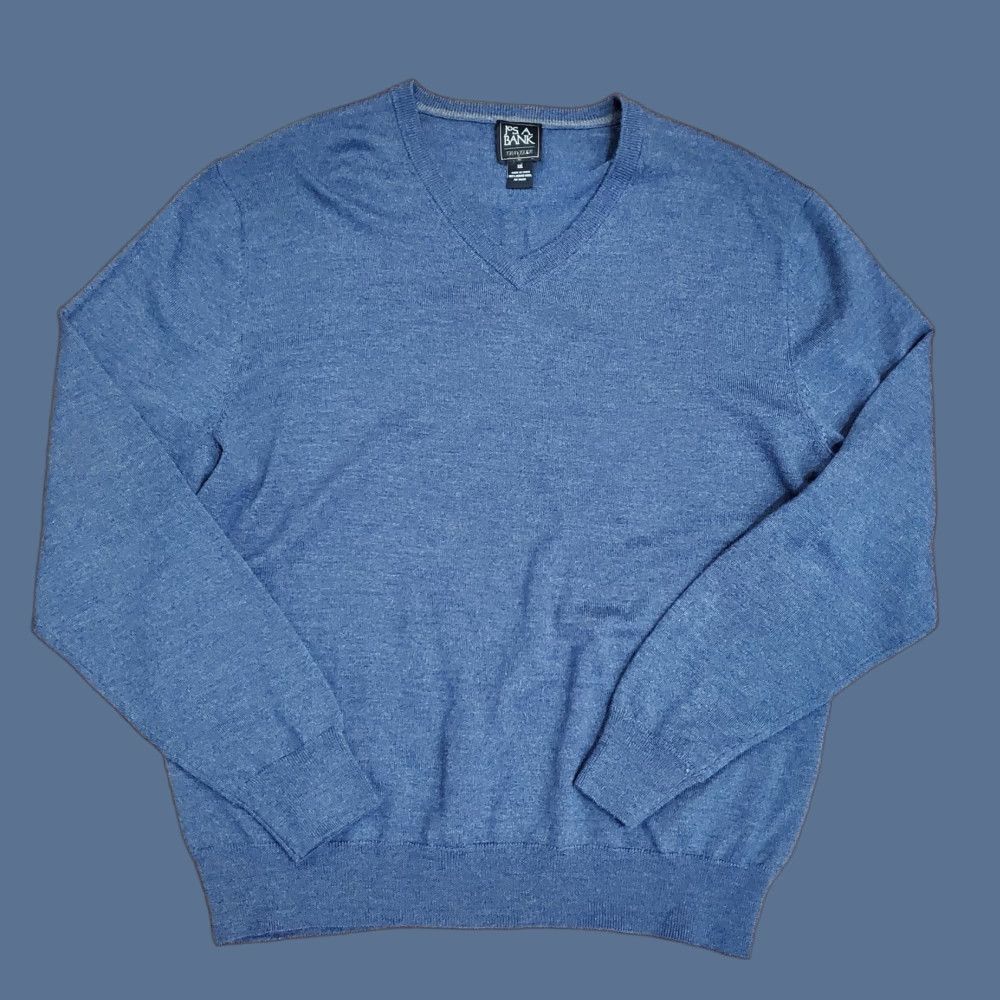 Jos. A. Bank Jos. A. Bank Sweater Mens 2XL Blue Traveler Merino Wool V-Neck Pullover Knit Size US XXL / EU 58 / 5 - 1 Thumbnail