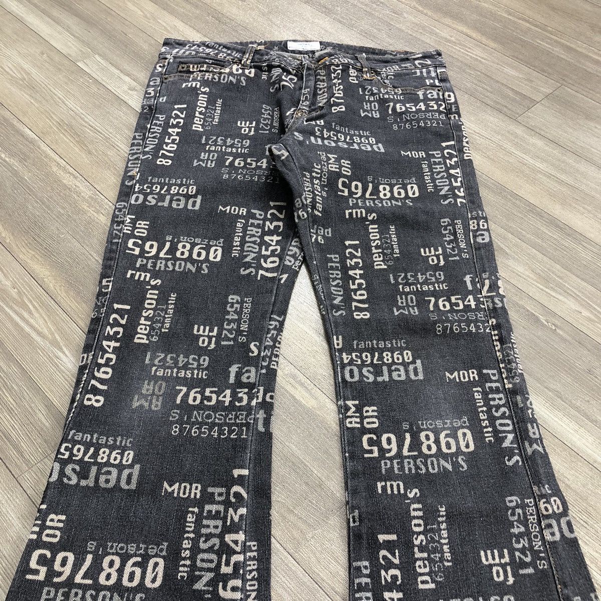 If Six Was Nine × Japanese Brand × Le Grande Bleu (L.G.B.) 2000s Persons Poem Full Print Goa Lgb Bootcut Flared Jeans Size US 28 / EU 44 - 2 Thumbnail