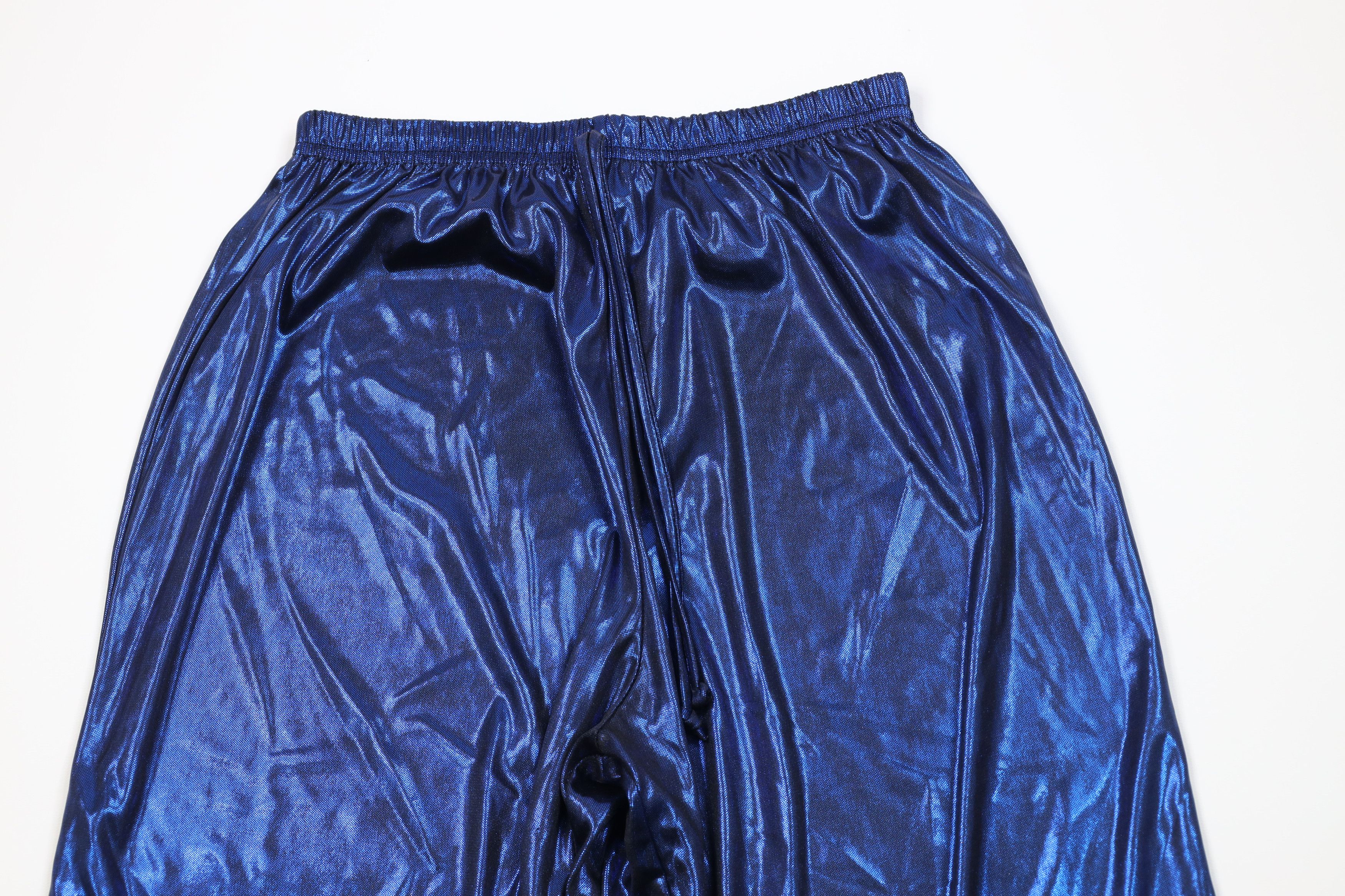 Vintage Vintage 90s Streetwear Metallic Flared Wide Leg Pants USA Size 25" / US 0 / IT 36 - 2 Thumbnail