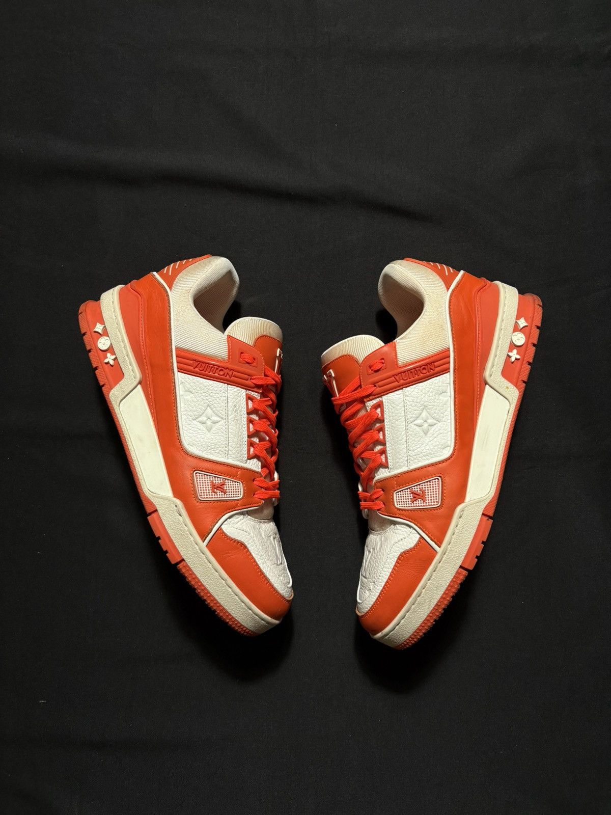 Louis Vuitton Louis Vuitton White Orange Monogram Trainers - Size 8LV Size US 9.5 / EU 42-43 - 1 Thumbnail