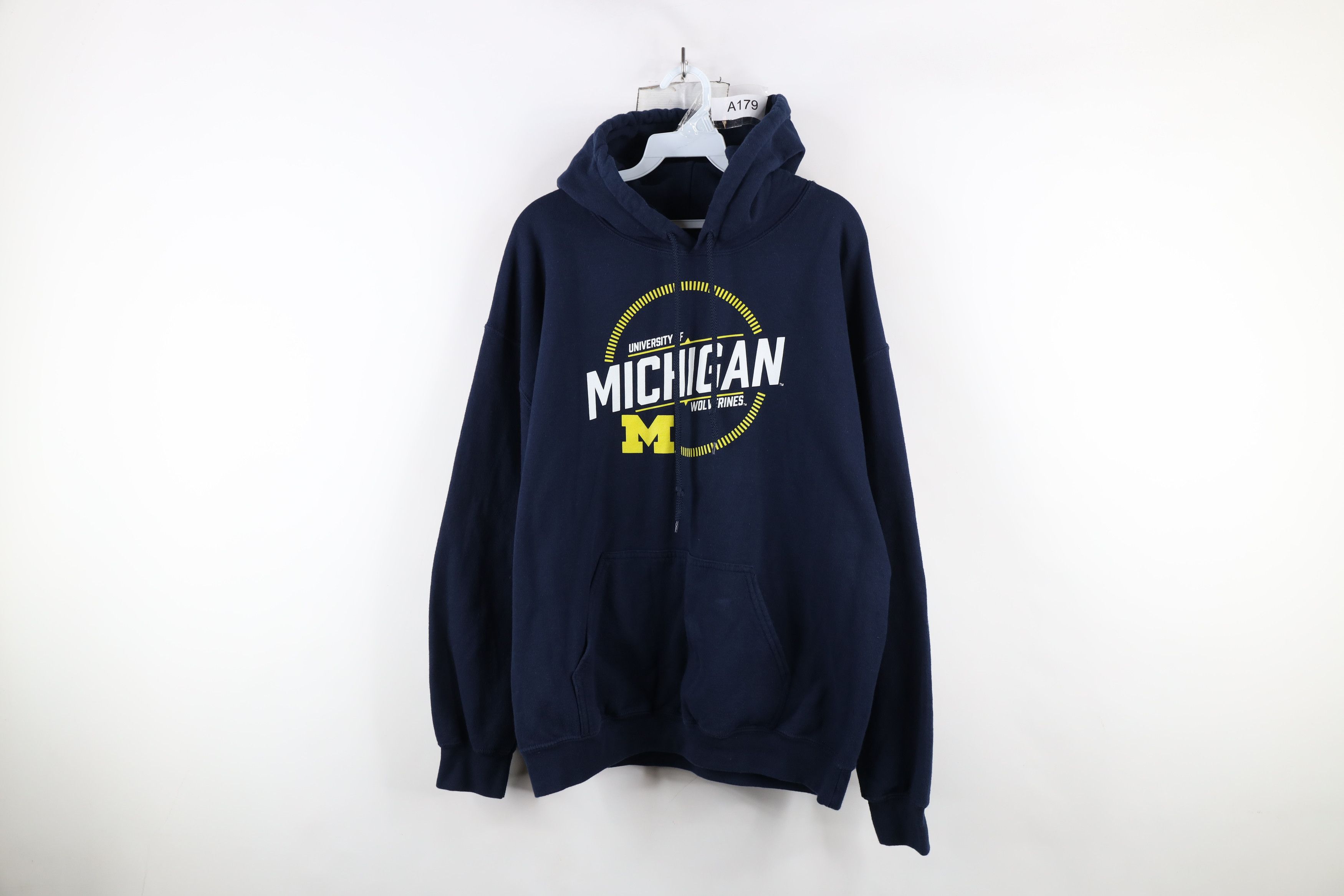 Vintage Vintage Spell University of Michigan Football Hoodie Blue Size US XL / EU 56 / 4 - 1 Thumbnail