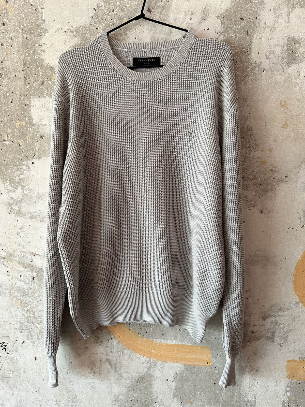 Allsaints Classic Allsaints Trias Crew Cotton Knitted Gray Sweater Size US M / EU 48-50 / 2 - 7 Thumbnail