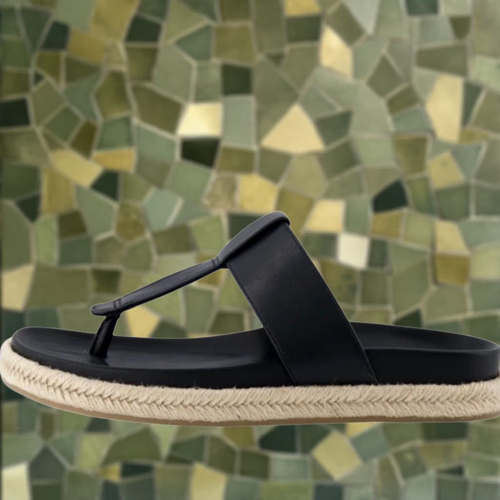 Joie JOIE Nacho Black Faux Leather Thong Sandals Espadrilles 10 Bohemian Women Casual Spring Summer Espadrille Sandal Slip-on Womens Size US 10 / IT 40 - 1 Thumbnail