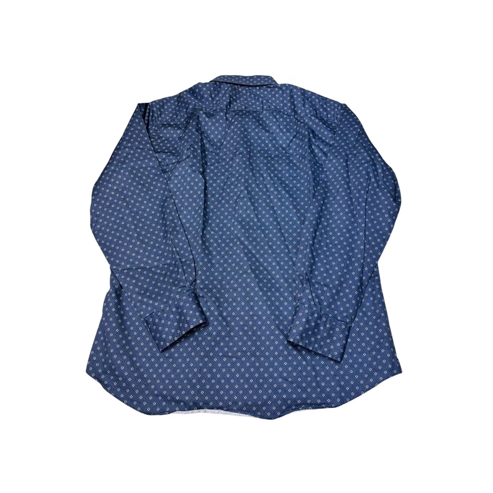 David Donahue David Donahue Button Down Shirt Mens Large Blue Geometric Print Cotton Size US L / EU 52-54 / 3 - 6 Thumbnail