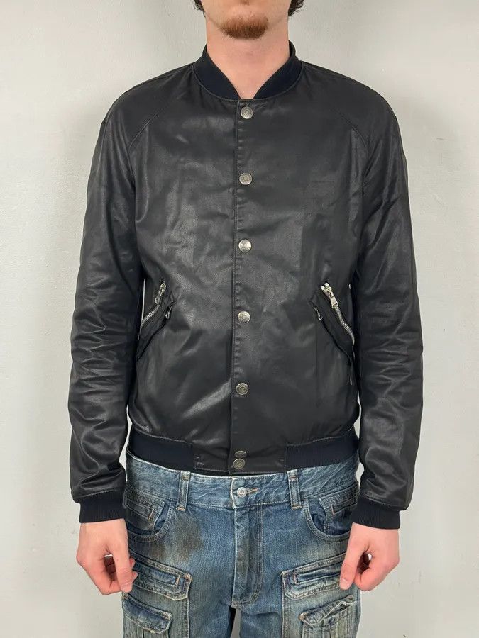 Balmain FW2012 Pierre Balmain Buttoned Waxed Black Bomber Jacket Size US M / EU 48-50 / 2 - 2 Thumbnail
