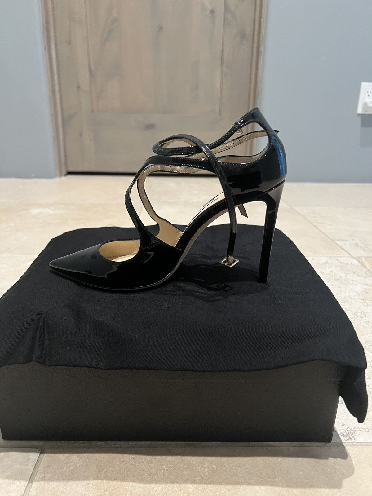 Jimmy Choo Lang black patent leather heels Size US 7.5 / IT 37.5 - 5 Thumbnail