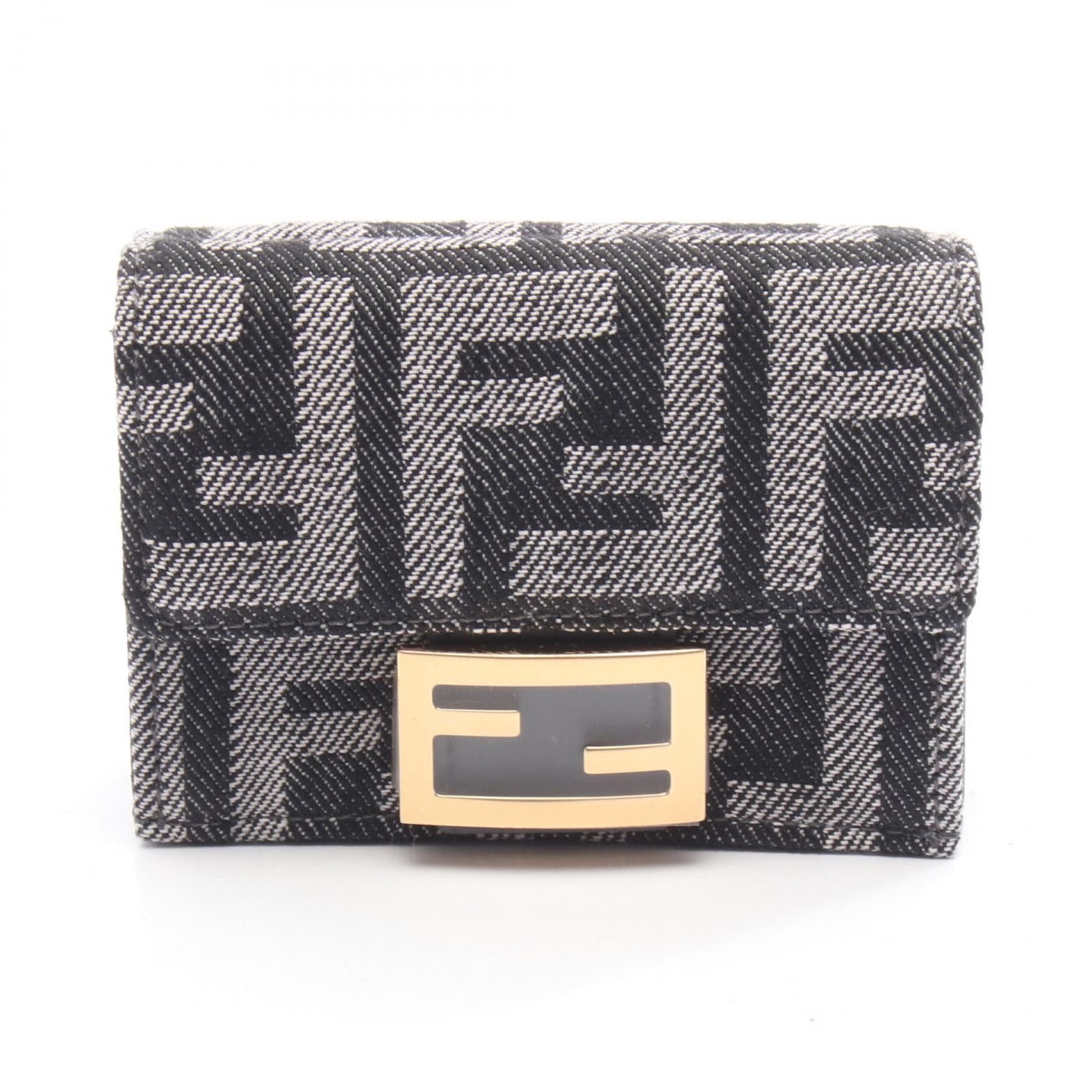 Fendi Fendi Fendi Baguette FF Jacquard Denim Trifold Wallet Textile Short Wallet 8M0395AUT4F1UJ5 DUTY FREE for USA Size ONE SIZE - 1 Thumbnail