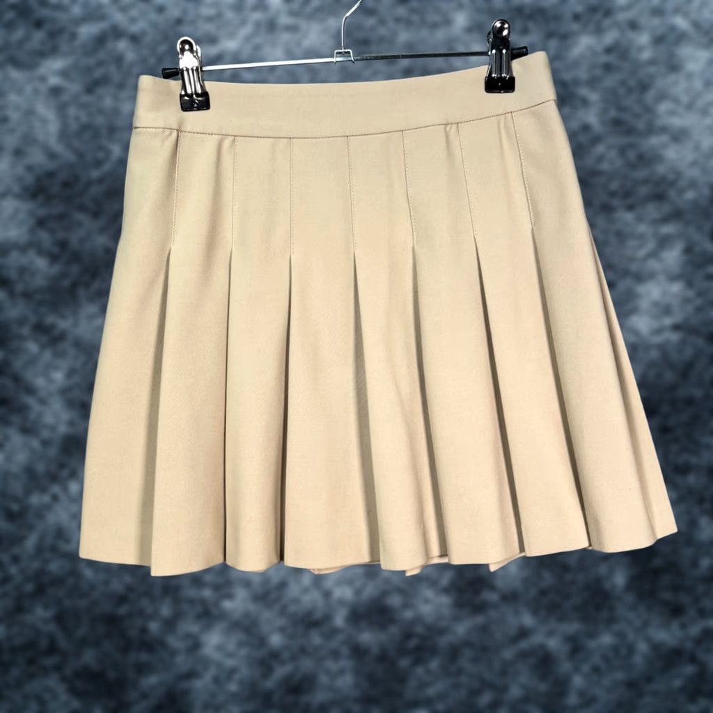 Vintage Sunday Best Beige Pleated Mini Skirt Womens 4 Recycled Polyester Blend Wool? No—Polyester Blend Skirt Casual Summer Spring Short 4 Womens Size 27" / US 4 / IT 40 - 1 Thumbnail