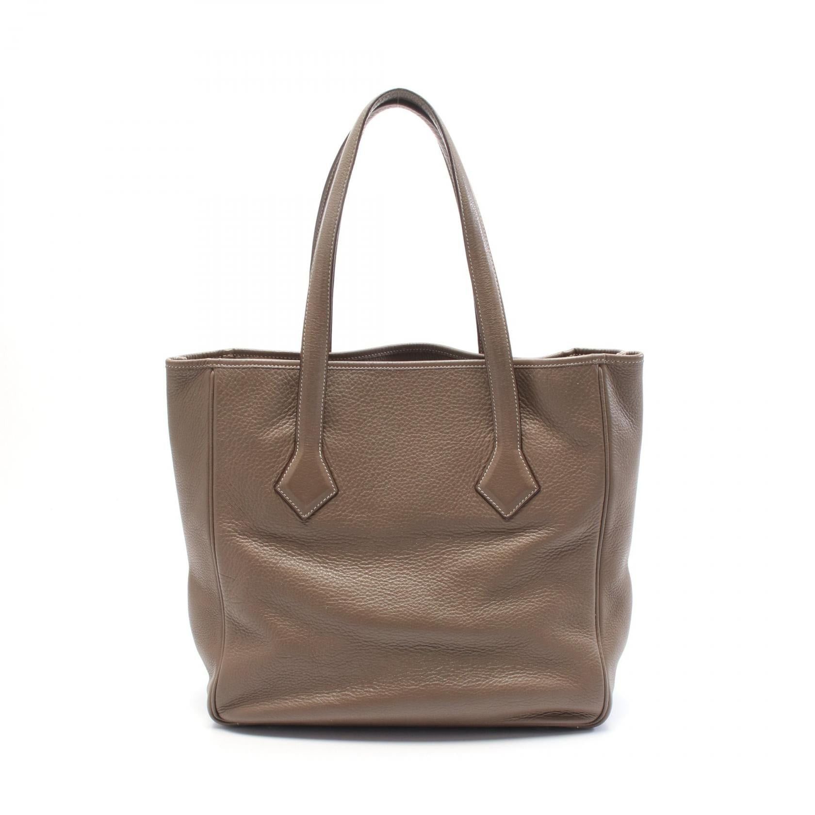Hermes Hermes Victoria Cabas 32 Etoupe Shoulder Bag Tote Clemence Leather Gray Brown □J Carved Stamp Size ONE SIZE - 1 Thumbnail