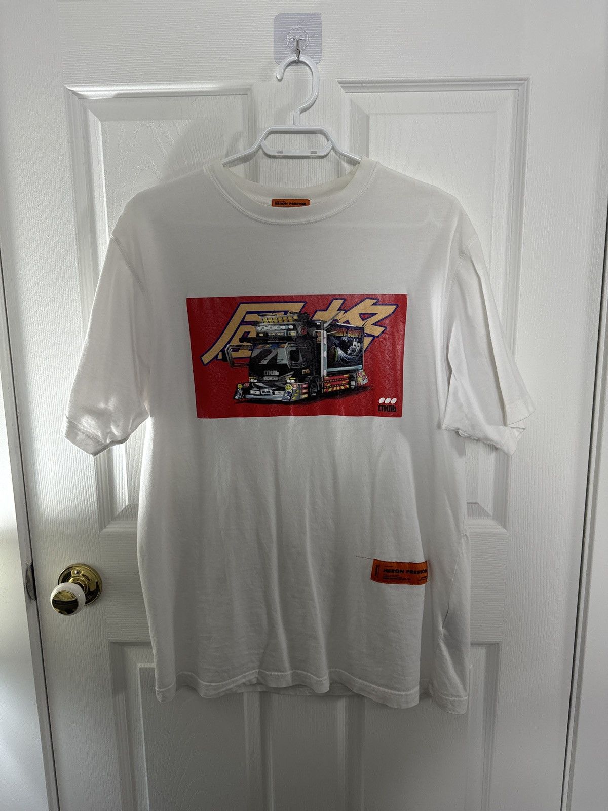 image of Heron Preston Graffit T-Shirt in White, Men's (Size XS)