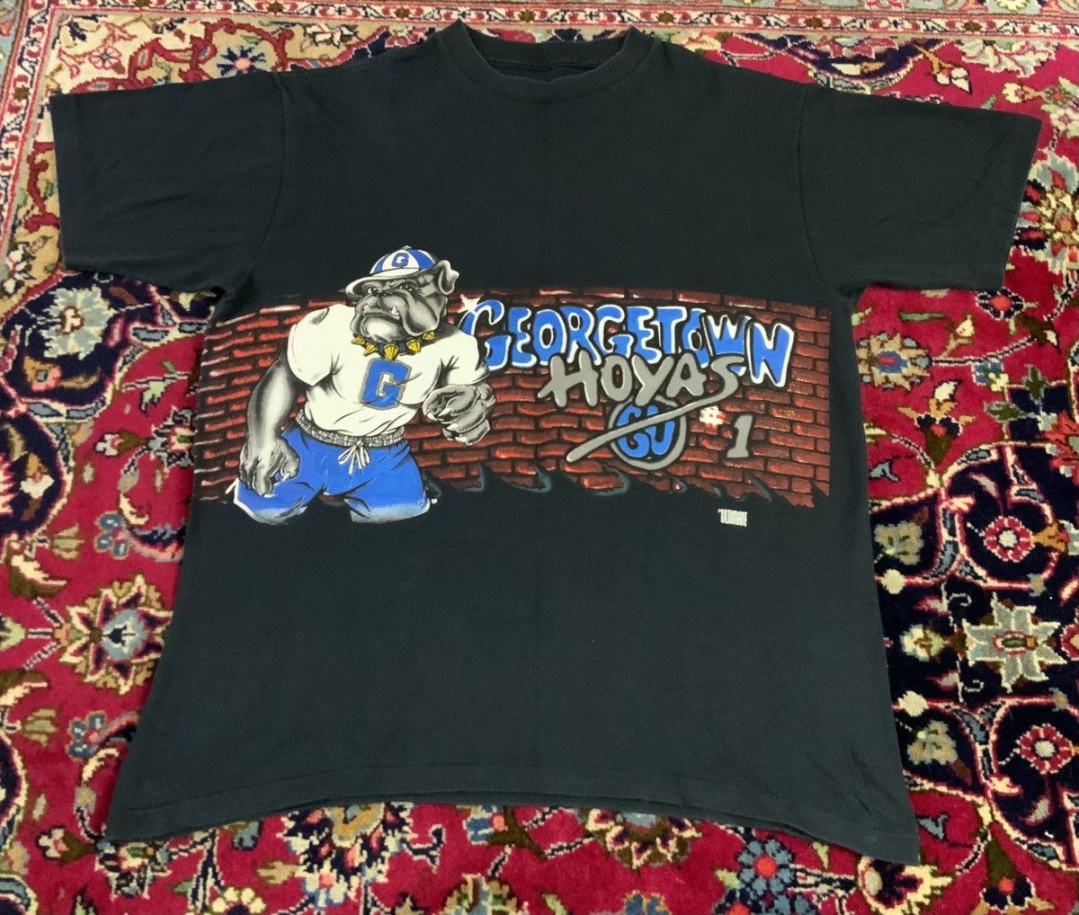 Vintage Vtg 90s Georgetown Hoyas T Shirt Graffiti Print Sz Med Size US M / EU 48-50 / 2 - 1 Thumbnail