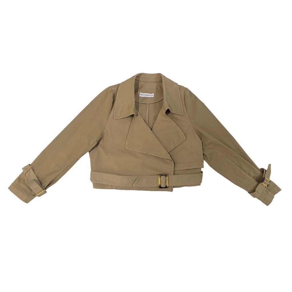 Other NOUR HAMMOUR Hatti Cropped Canvas Trench Jacket in Khaki Size M / US 6-8 / IT 42-44 - 2 Thumbnail