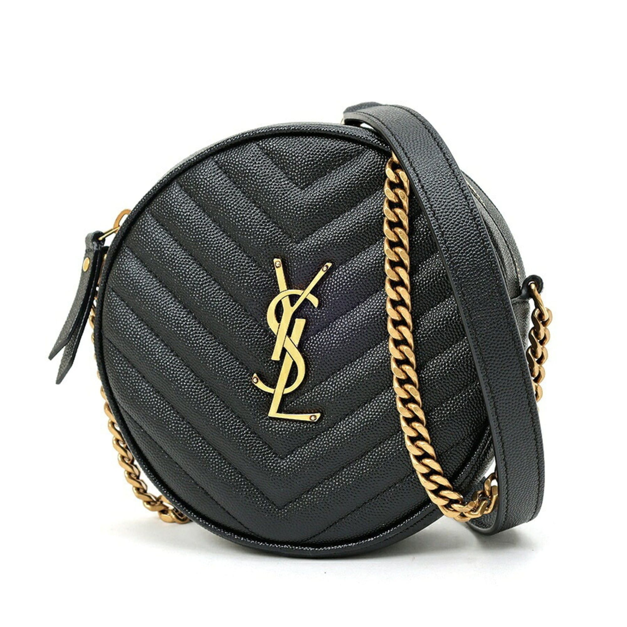 Saint Laurent Paris Saint Laurent Vinyl Chain Shoulder Bag 610436 Grained Poudre Leather Black Size ONE SIZE - 1 Thumbnail