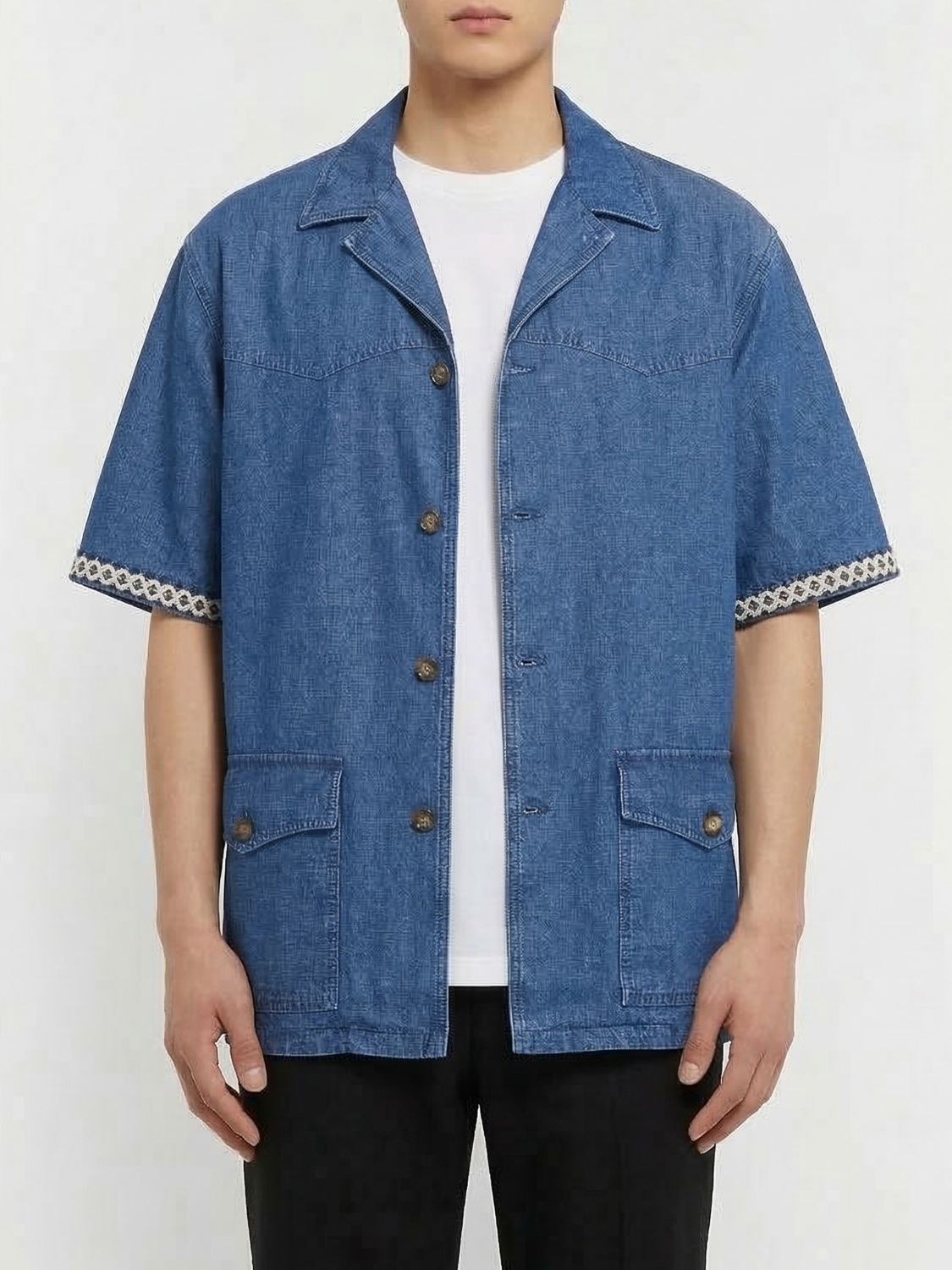 Valentino Valentino Shirt Men Blue Size US M / EU 48-50 / 2 - 1 Thumbnail