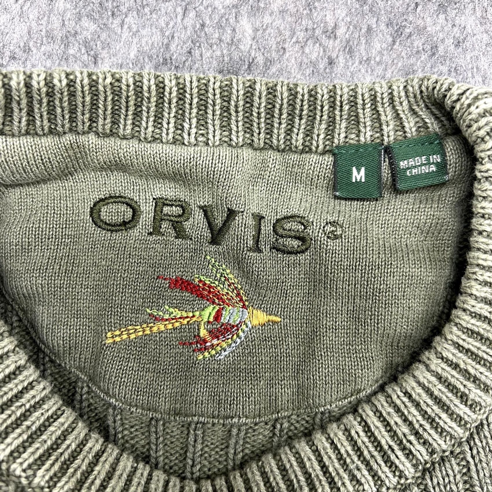 Orvis Orvis Mens Green Crewneck Cotton Linen Sweater - Pre-Owned Military Style Size US M / EU 48-50 / 2 - 3 Thumbnail