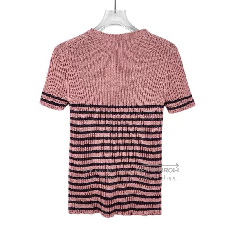 Dior Dior Pink striped logo letter inlaid cotton round-neck sho Size XS / US 0-2 / IT 36-38 - 2 Thumbnail