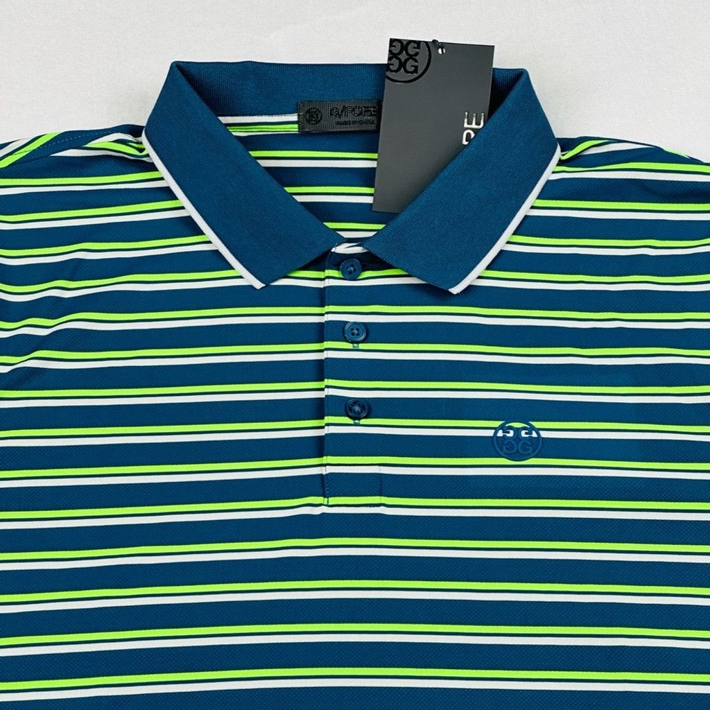 G/FORE G/Fore Men’s Med Blue Green Stripe Golf Jersey Polo Shirt Size US M / EU 48-50 / 2 - 5 Thumbnail
