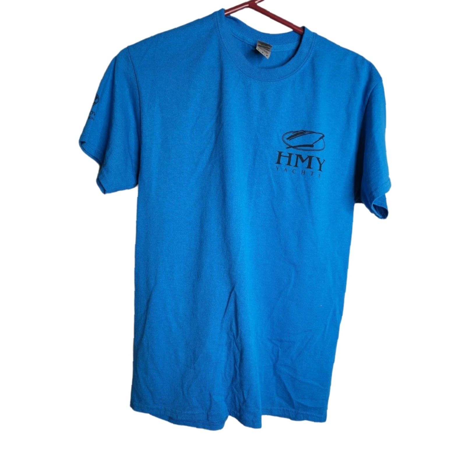 Gildan Mens M HMY Yacht Double Sided Patriotic Fish T Shirt Size US M / EU 48-50 / 2 - 2 Thumbnail