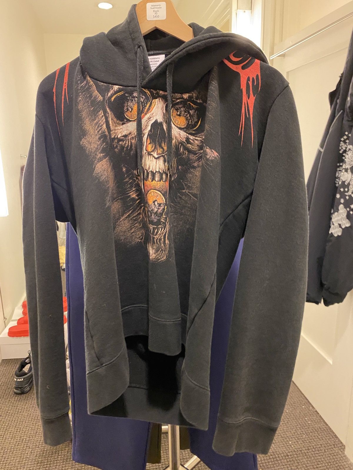 image of Vetements Skull Hoodie Xs in Black, Men's