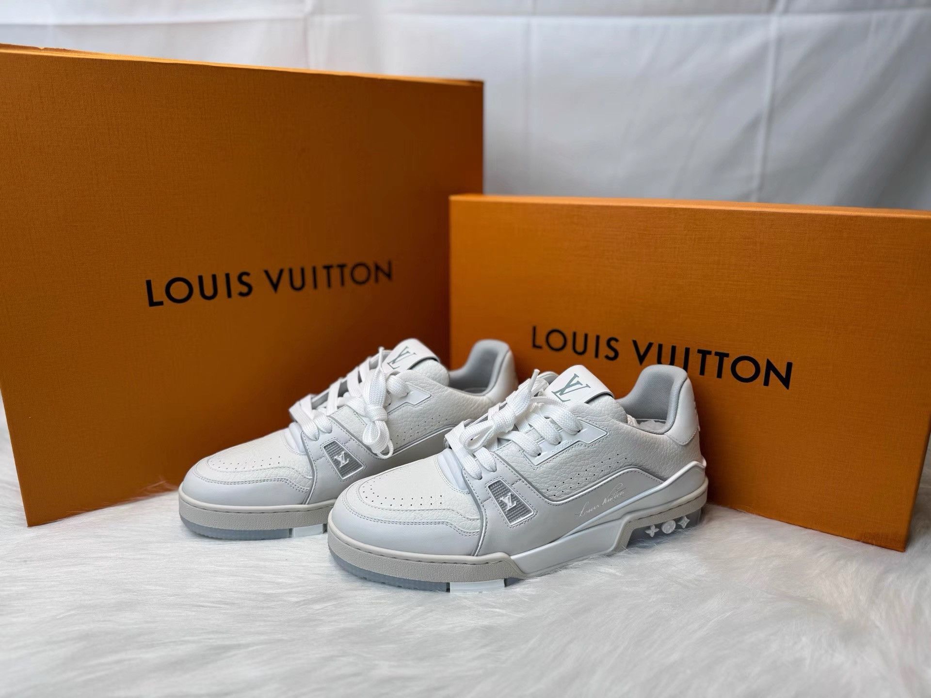 Louis Vuitton Louis Vuitton 2025 New White Cement Trainer Sneakers K36 Size US 9 / IT 39 - 1 Thumbnail