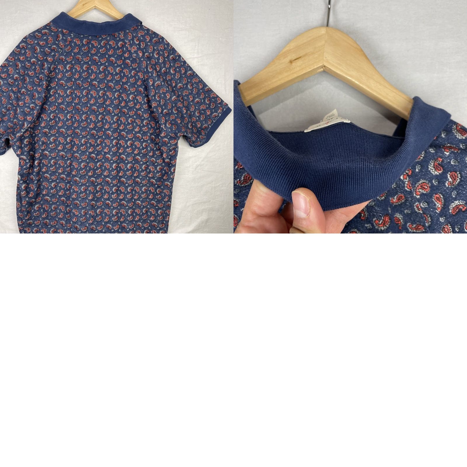 J.Crew J.CREW Polo Shirt Mens XL Blue Paisley Knit Toweling Oarsman Shirt Size US XL / EU 56 / 4 - 9 Thumbnail
