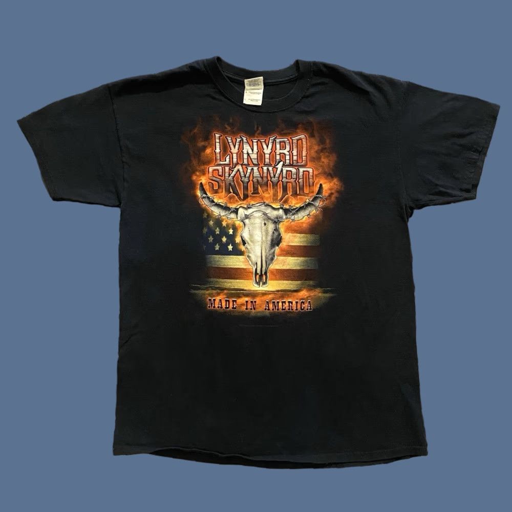 Gildan Lynyrd Skynyrd T-Shirt Concert Rock Black L Large Flames Made In America 2013 Mens Shirt Gildan Cotton Crew Neck Short Sleeve Band Music Size US L / EU 52-54 / 3 - 1 Thumbnail