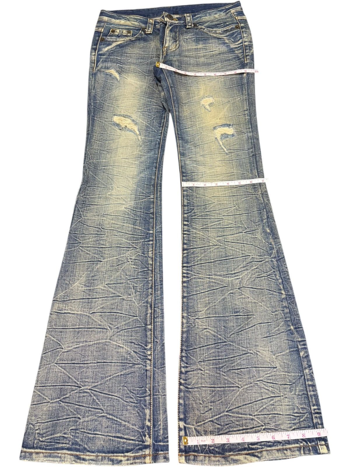 If Six Was Nine Vintage Japanese Brand Rusty Mud Wash Distress Flare Jeans Size 31" - 8 Thumbnail