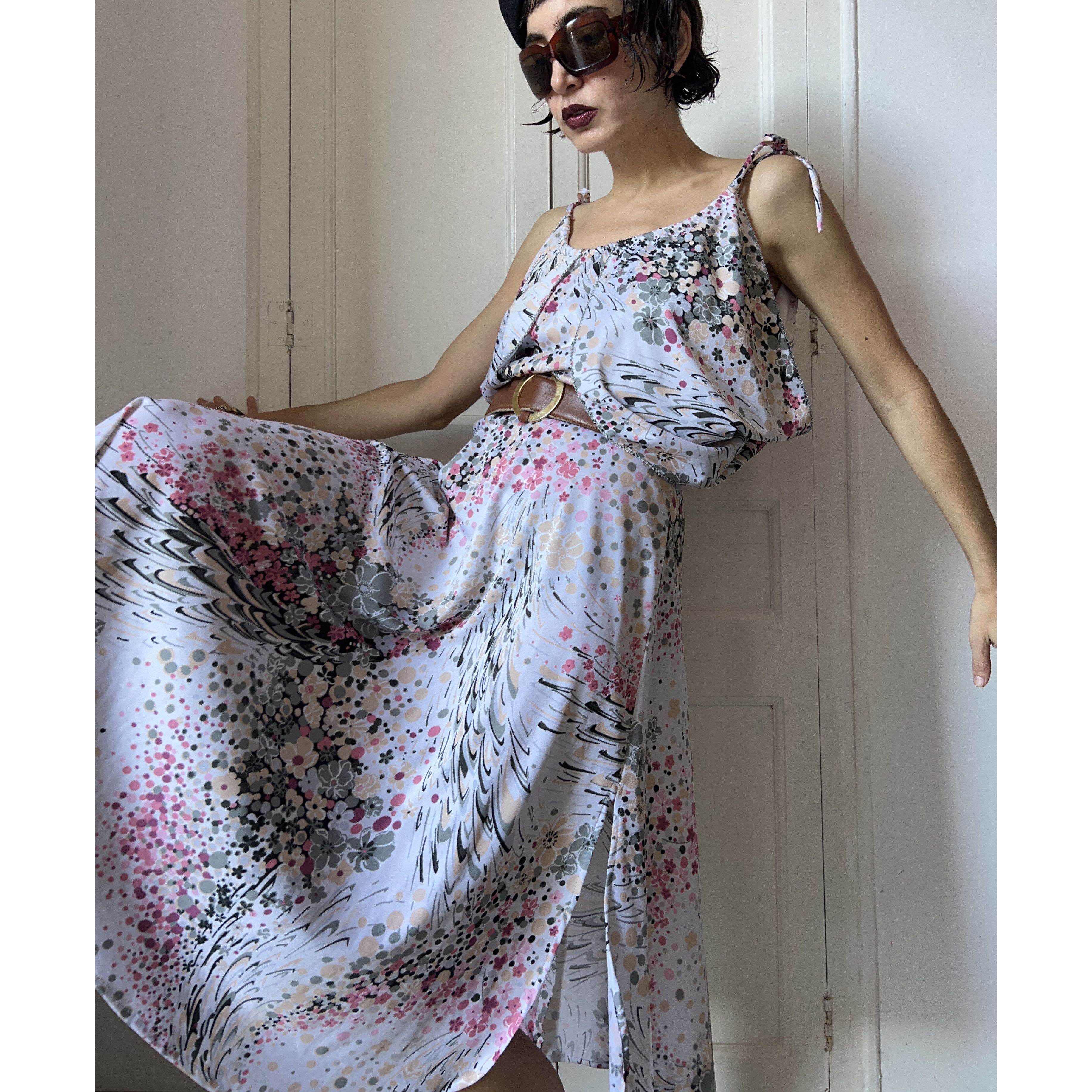 Vintage Vintage 80s Shubette London Blouson Midi Dress Size M / US 6-8 / IT 42-44 - 5 Thumbnail