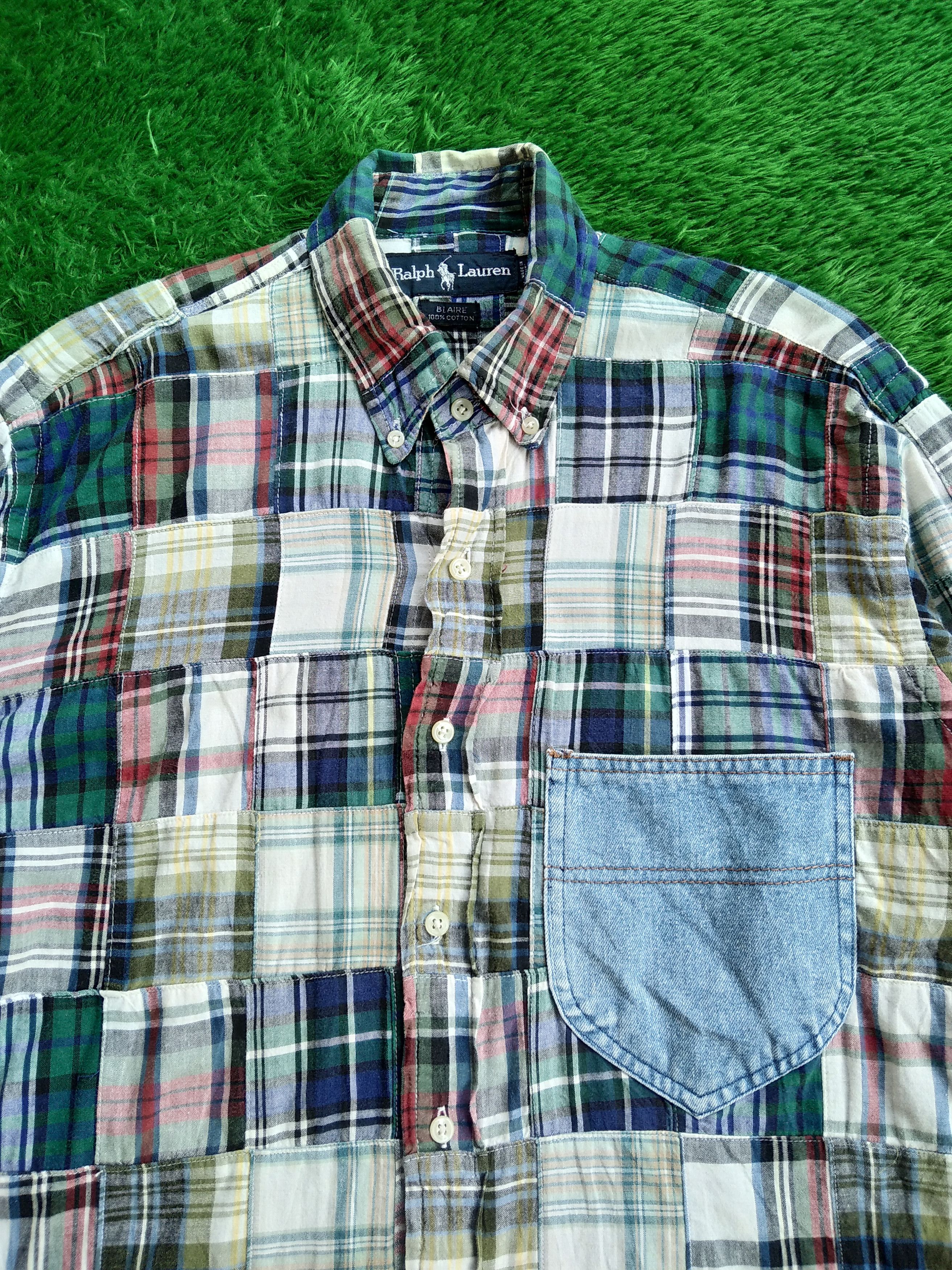 If Six Was Nine × Kapital × RRL Ralph Lauren VTG 90s Polo Ralph Lauren Plaid Flannel Pacthwork Shirt Size US S / EU 44-46 / 1 - 3 Thumbnail