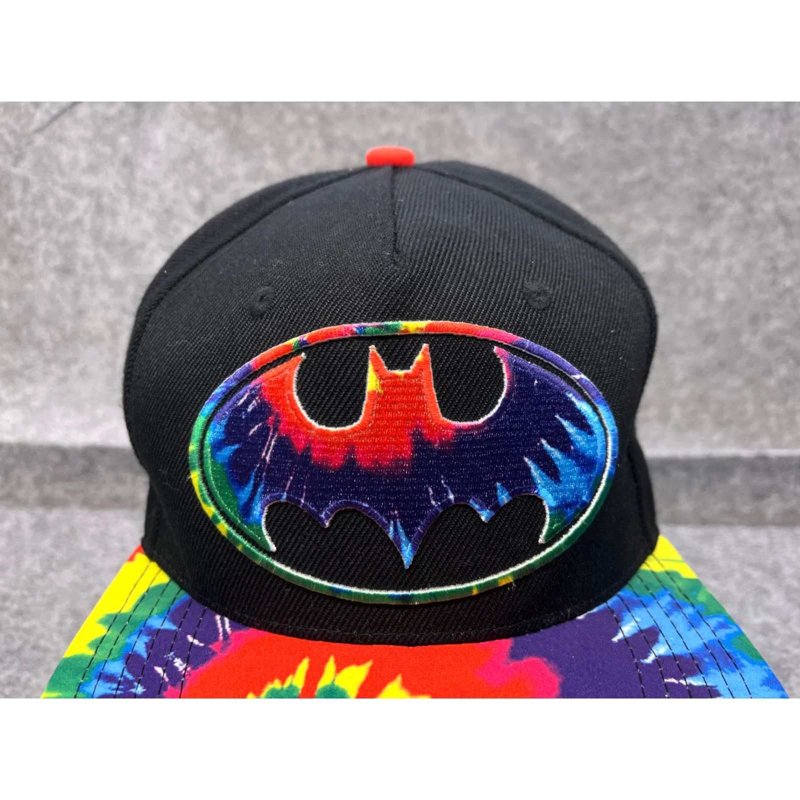 Vintage VINTAGE Batman Six Flags Hat Cap Snap Back Adult One Size Black Tie Dye Cotton Blend Size ONE SIZE - 2 Thumbnail